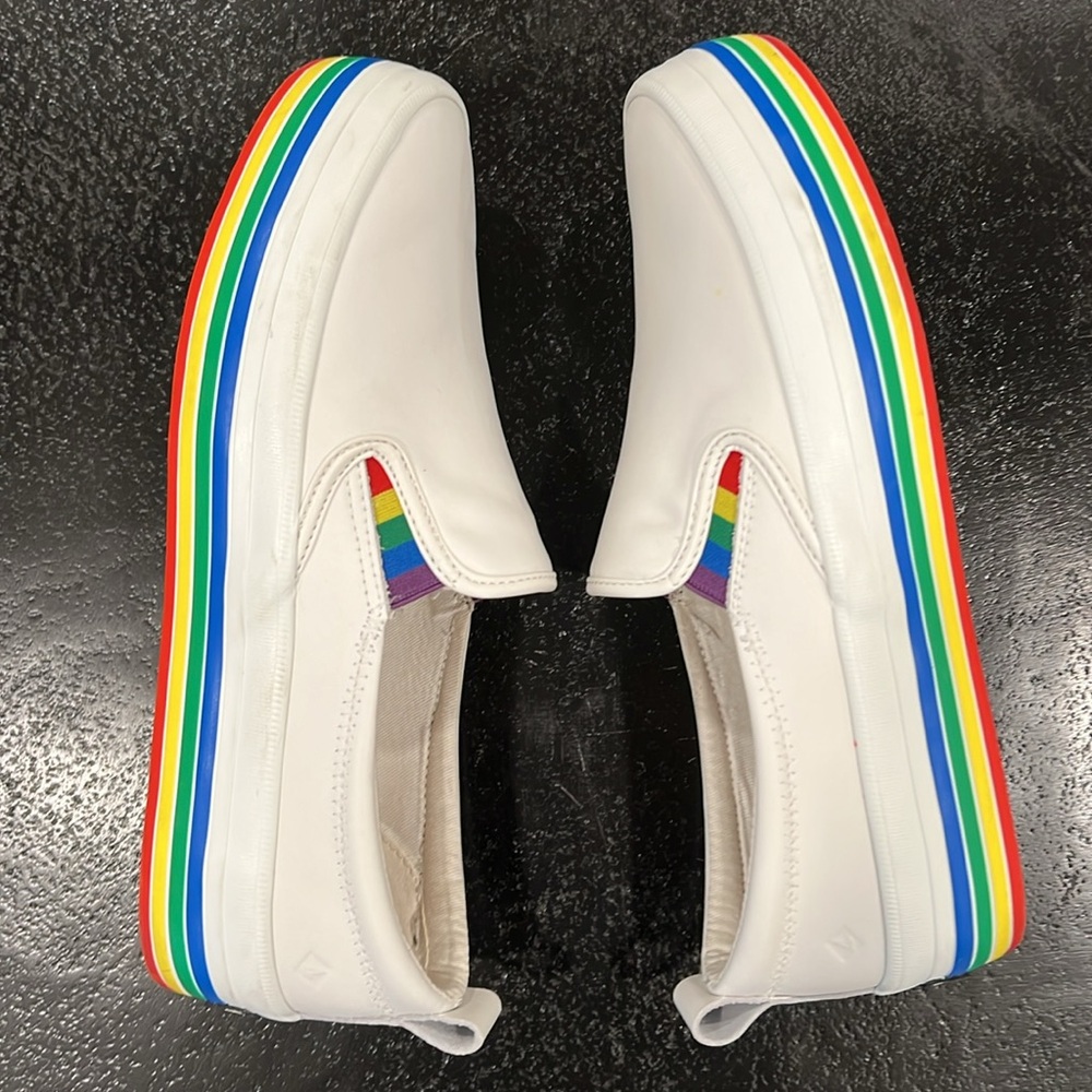 Sperry White Slip-On Sneakers with Rainbow Sole Size 7.5 - Picture 8 of 12